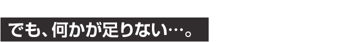 でも、何かが足りない…
